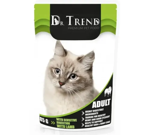 Dr.Trend Консервы для кошек с чувствительным пищеварением (Ягненок), 85 г