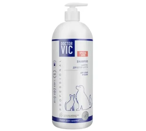 Шампунь Doctor VIC для белой шерсти собак и кошек, 1 л