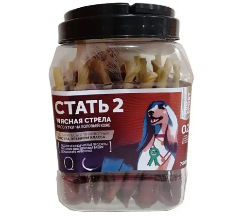 GreenQZin Стать-2 (Сушеное мясо утки на воловьей коже), 750 г