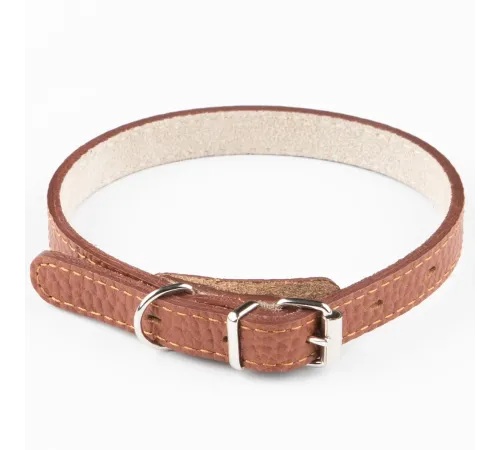 Mr.Kranch Ошейник кожаный прямой, коричневый, 33-40 см