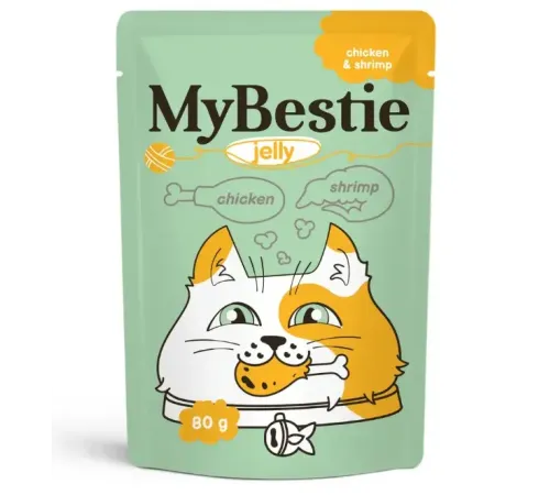 MyBestie для кошек (Курица и креветки в желе), 80 г