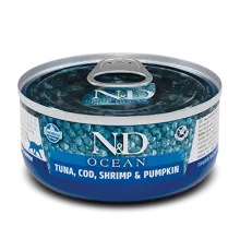 Консервы Farmina N&D Ocean Cat (Тунец, треска, креветки, тыква), 70 г