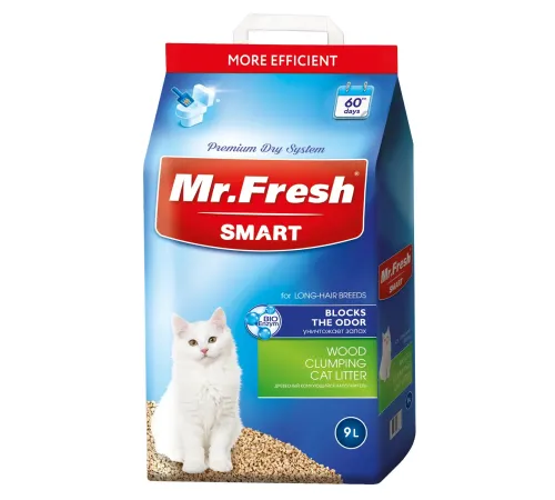 Mr.Fresh Smart Наполнитель для длинношерстных кошек, 9 л
