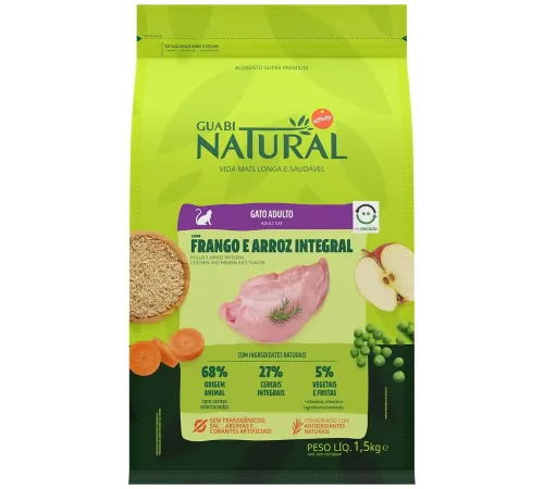 Guabi Natural Adult Cat (Цыпленок, рис), 3 кг