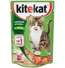 Kitekat с нежным кроликом (кусочки в желе), 85 г х 28 шт (уп)