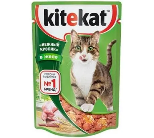 Kitekat с нежным кроликом (кусочки в желе), 85 г х 28 шт (уп)