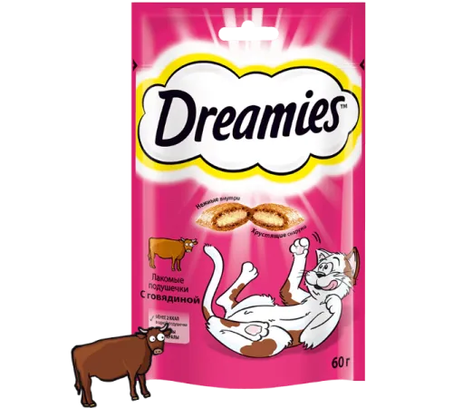 Dreamies Подушечки для кошек с говядиной 60 г