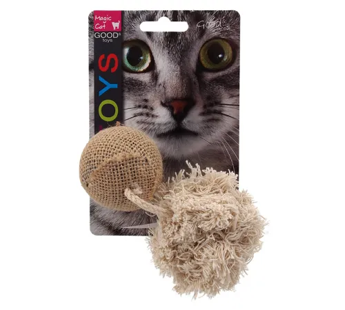 Magic Cat Игрушка с кошачьей мятой джутовый шар с помпоном