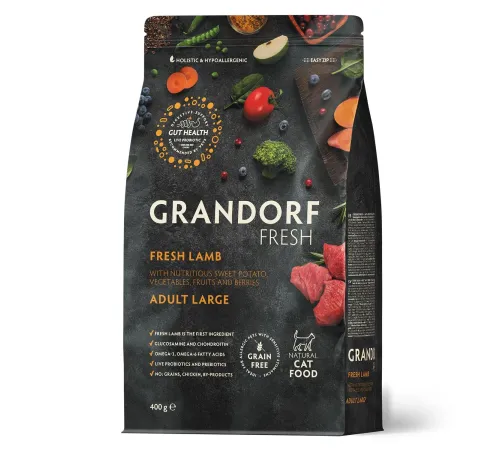 Grandorf Fresh Adult Cat Large Breed (Ягненок и батат), 400 г