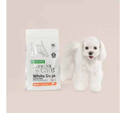 Nature's Protection Superior Care White Dogs Adult Small & Mini Breeds (Лосось), 1,5 кг