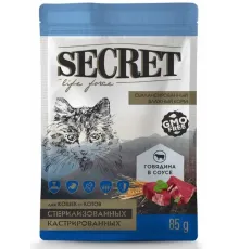 Secret Life Force для стерилизованных кошек (Говядина в соусе), 85 г х 24 шт
