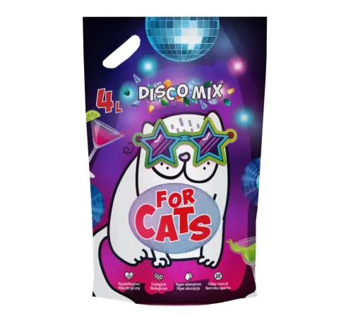FOR CATS Наполнитель силикагелевый Disco Mix (лотос), 4 л