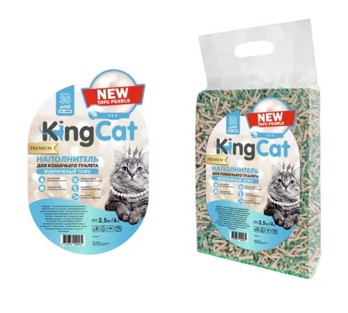KingCat Наполнитель Жемчужный Тофу (Морской), 2,5кг/6л
