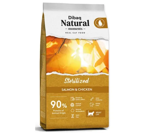 Dibaq Natural Moments Cat Sterilized (Лосось, курица), 2 кг