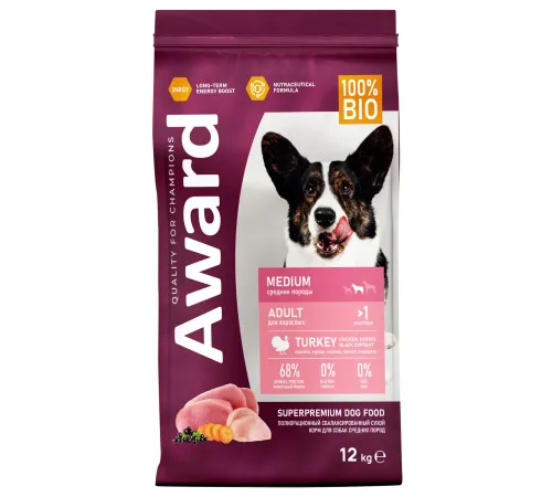 Award Adult Medium Dog (Индейка, курица), 12 кг