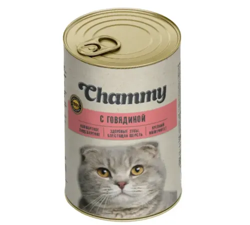 Chammy Консервы для кошек (Говядина в соусе), 415 г