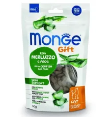 Monge Gift Skin support Хрустящие подушечки с начинкой с треской и алоэ вера, 60 г