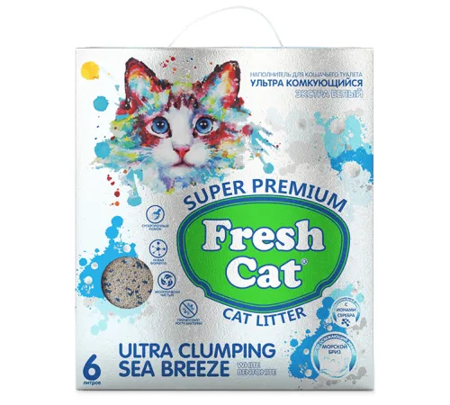 Fresh Cat Комкующийся наполнитель Морской бриз, 6 л