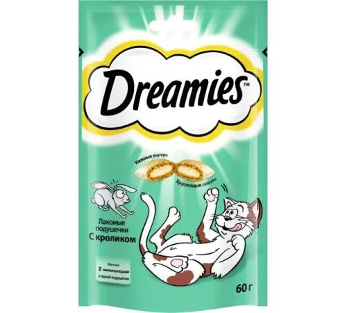Dreamies Подушечки для кошек с кроликом 60 г