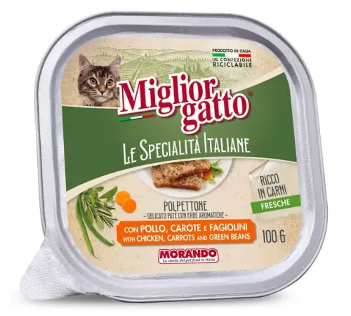 Miglior gatto Le Specialità Italiane Паштет с курицей, морковью и фасолью, 100 г