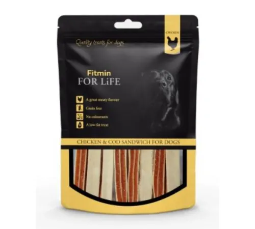 Fitmin Лакомство Chicken & cod sandwich for dogs, 70 г