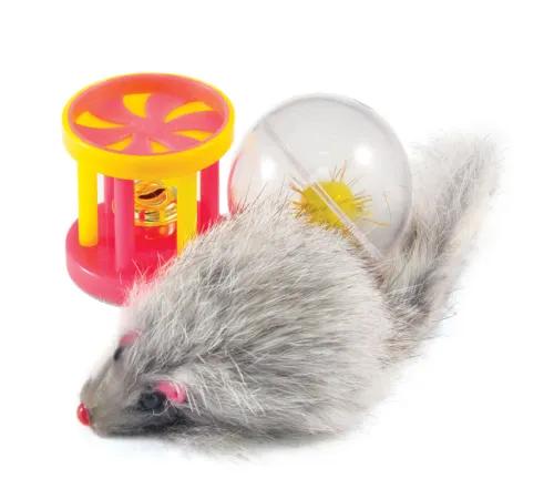 Triol XW0087 Игрушка для кошек Мяч, мышь, барабан, 1 шт (уп)