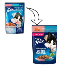 Felix Двойная вкуснятина для кошек (Лосось и форель в желе), 75 г
