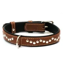 Collar Soft с металлическими украшениями Brown 15 мм, 27-36 см