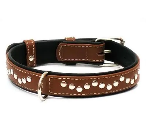 Collar Soft с металлическими украшениями Brown 15 мм, 27-36 см