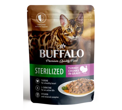 Mr. Buffalo Sterilized Cat (Индейка в соусе), 85 г