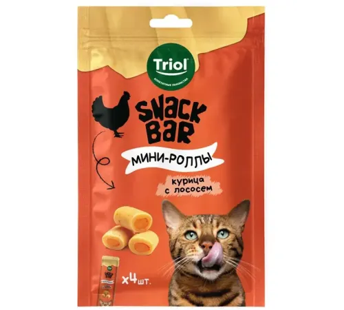 Triol Snack Bar Мини-роллы с начинкой из курицы с лососем, 40 г