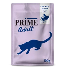 Prime Adult Пауч (Паштет из курицы и ягненка) для кошек, 100 г