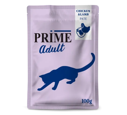 Prime Adult Пауч (Паштет из курицы и ягненка) для кошек, 100 г