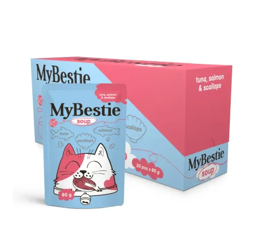 MyBestie Суп для кошек (Тунец, лосось, гребешки), 80 г