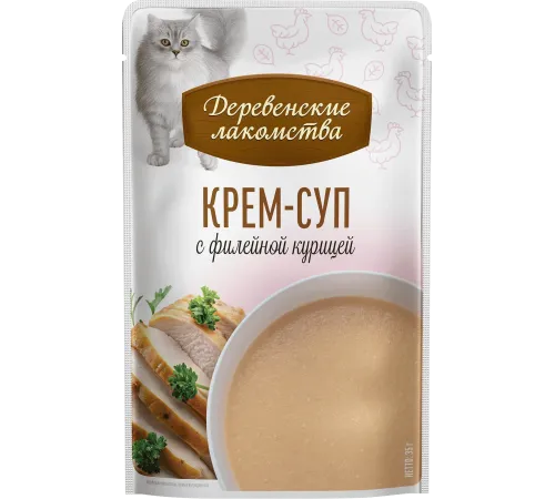 Деревенские лакомства Крем-суп с филейной курицей, 35 г х 4 шт (Box)