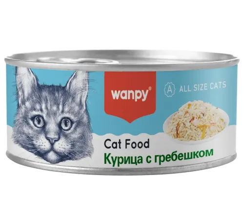 Wanpy Cat Консервы Курица с гребешком, 95 г