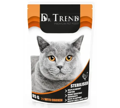 Dr.Trend Консервы для стерилизованных кошек (Курица), 85 г