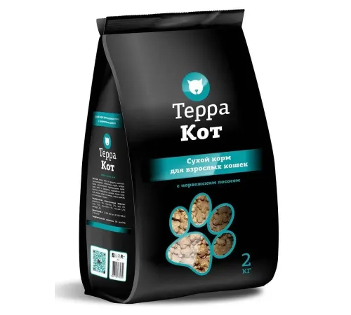 Терра Кот для взрослых кошек (Норвежский лосось), 2 кг