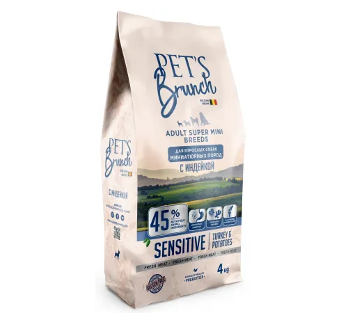Pet's Brunch Adult Super Mini Breeds Sensitive (Индейка и картофель), 4 кг