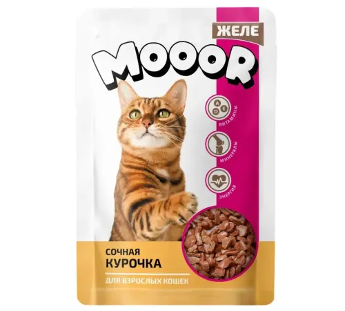 MOOOR Консервы для кошек (Курица в желе), 75 г х 28 шт