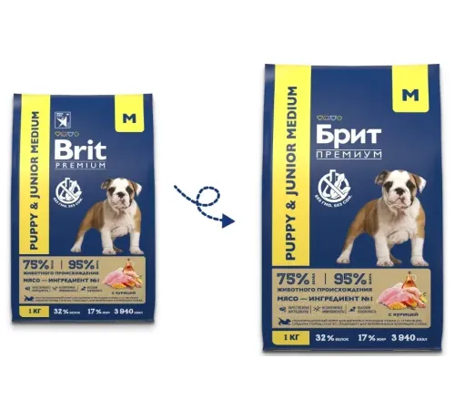 Брит Премиум Puppy & Junior Medium (Курица), 1 кг