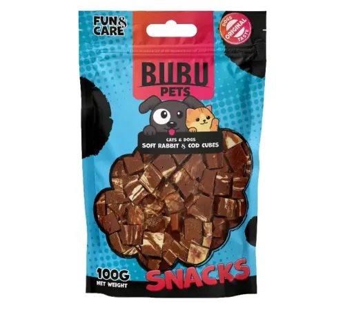 Bubu Pets Косточки из кролика и трески, мягкие, 100 г