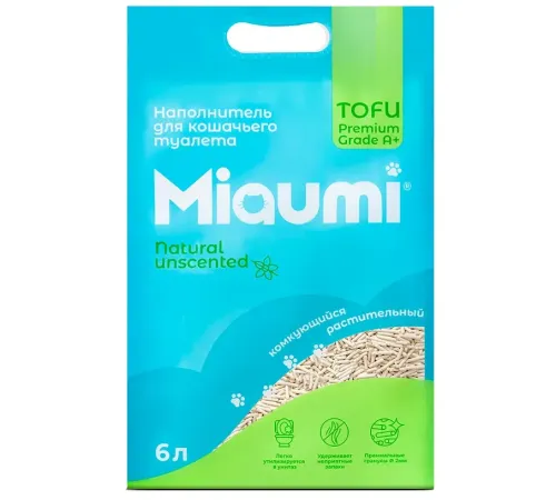 Miaumi Наполнитель TOFU Natural Unscented, 6 л