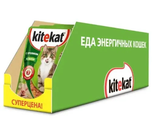 Kitekat с нежным кроликом (кусочки в желе), 85 г х 28 шт (уп)