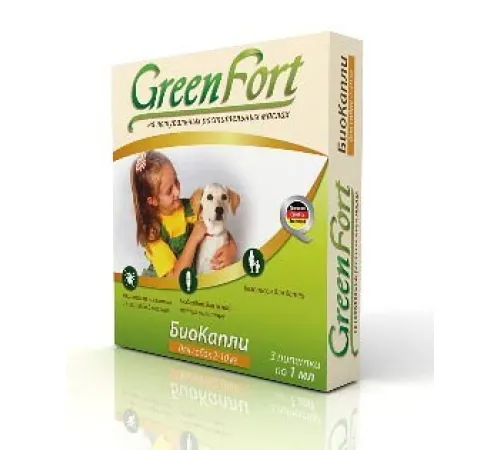 Экопром GreenFort Премиум БиоКапли для собак 2-10 кг 3 пипетки по 1 мл