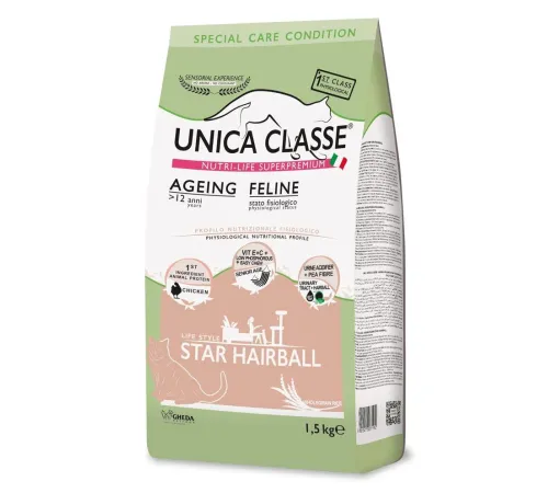 Unica Classe Ageing Feline Star Hairball (Курица) 1,5 кг