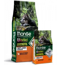 Monge Dog BWild Grain Free Puppy & Junior (Утка, картофель), 2,5 кг