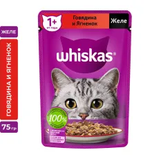 Whiskas желе с говядиной и ягненком, 75 г х 28 шт (уп)