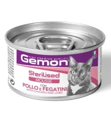 Gemon Cat Adult Sterilized Mousse (Курица и печень), 85 г