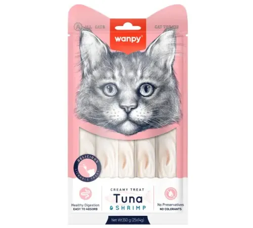 Wanpy Cat Нежное пюре из тунца и креветок, 25 шт х 14 г